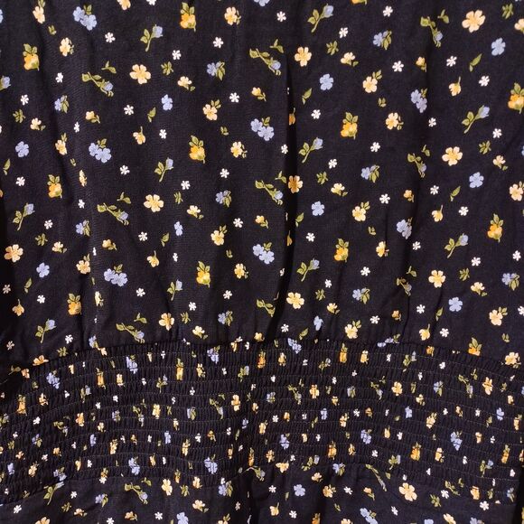 Reformation Alani Posie Mini Dress Black Ditsy Floral Smocked V Neck Size 12 - Picture 8 of 11